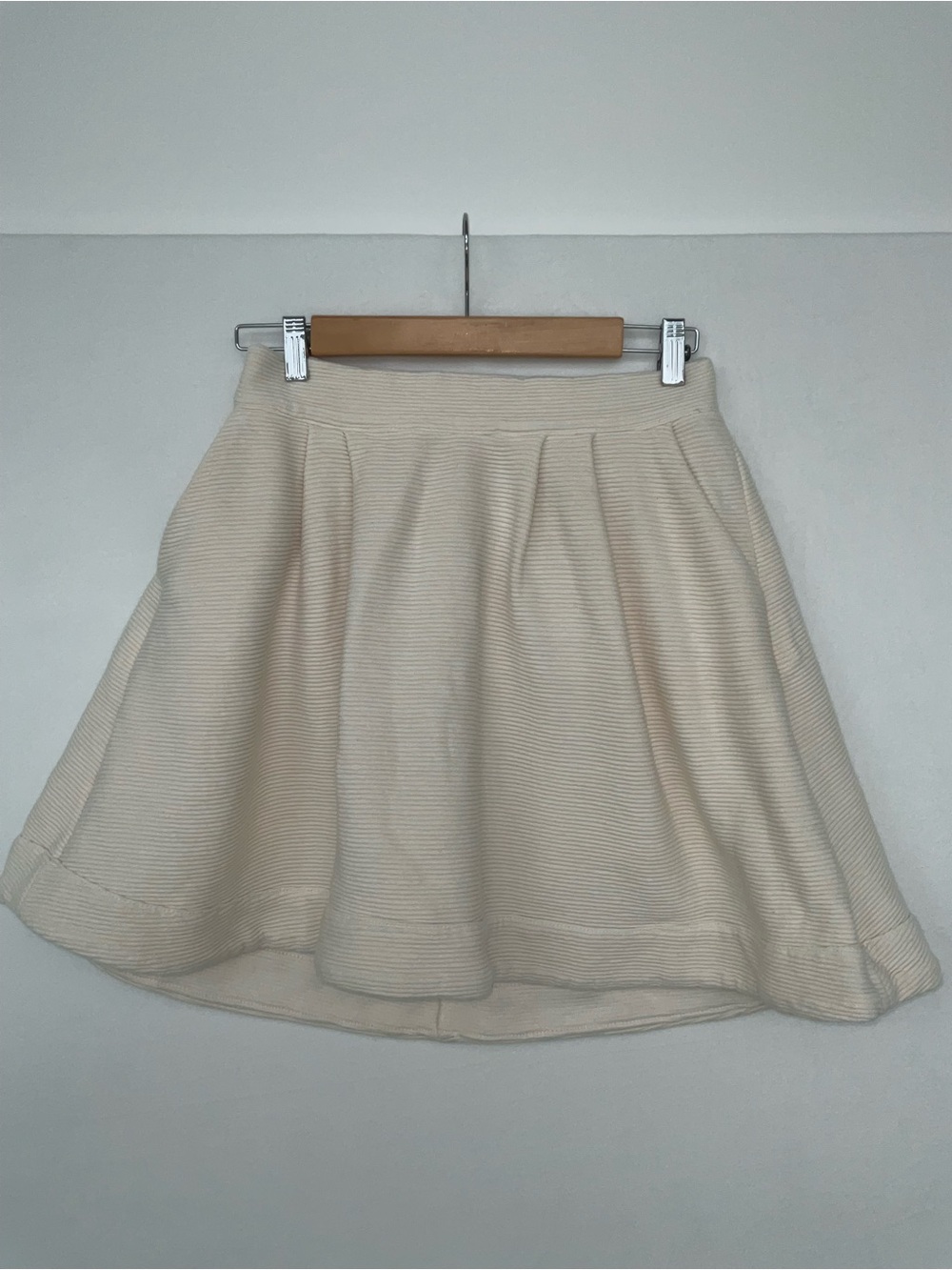 Buru Cream Ribbed Mini Skirt A-Line